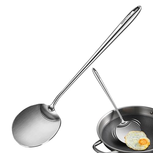 Holdes Omelett-Spatel, breiter Metallspatel, Kuchenheber mit rundem Kopf, langem Griff, spülmaschinenfest, Mehrzweck-Eierwender aus Edelstahl zum Kochen Holdes Omelett-Spatel, breiter Metallspatel, Kuchenheber mit rundem Kopf, langem Griff, spülmaschinenfest, Mehrzweck-Eierwender aus Edelstahl zum Kochen von Holdes