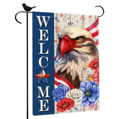 Holdes Patriotische Gartenflagge | Willkommens-Gedenktags-Flagge, 30,5 x 45,7 cm, Amerika-Flaggen zum 4. Juli, Adler-Muster, doppelseitig, für Rasen, Terrasse, Dekoration von Holdes