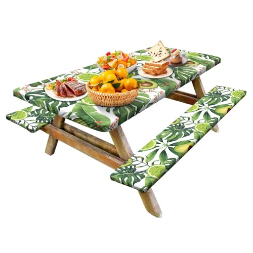 Holdes Picknick-Tischdecke, schickes Avocado-Muster, Tischbankdecke, wasserdicht, winddicht, 1,8 m, elastische Picknick-Tischbezüge für drinnen und draußen, Grün Holdes Picknick-Tischdecke, schickes Avocado-Muster, Tischbankdecke, wasserdicht, winddicht, 1,8 m, elastische Picknick-Tischbezüge für drinnen und draußen, Grün von Holdes