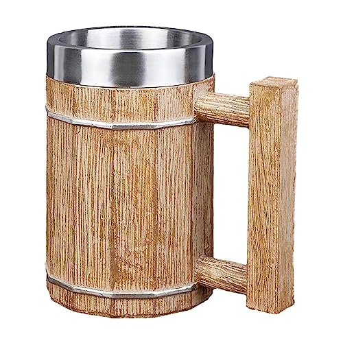 Holdes Rustikaler Bierkrug aus Holz, Eimerform, Whiskybecher mit Griff, 600 ml, handgefertigter Whiskybecher, doppelwandiger Cocktailbecher für Getränke Holdes Rustikaler Bierkrug aus Holz, Eimerform, Whiskybecher mit Griff, 600 ml, handgefertigter Whiskybecher, doppelwandiger Cocktailbecher für Getränke von Holdes