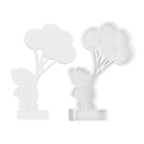Holdes Silikonform mit Bär und Ballon, Epoxidharz, Bär, der Ballon hält, Kerzenhalter, Silikonform, Basteln, Zement, Gips, Harzformen, Heimdekoration von Holdes