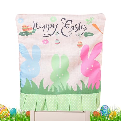 Holdes Stuhlhussen für Osterstühle, bunte Stuhlhussen mit Hasenmuster, Festival-Dekoration, passend für die meisten Stühle, Frühlingsdekoration für Küche und Esszimmer Holdes Stuhlhussen für Osterstühle, bunte Stuhlhussen mit Hasenmuster, Festival-Dekoration, passend für die meisten Stühle, Frühlingsdekoration für Küche und Esszimmer von Holdes