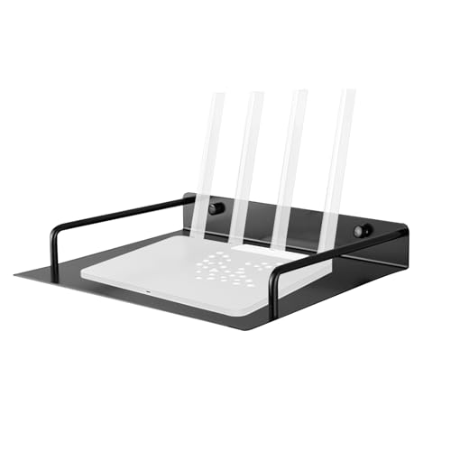 Holdes WLAN-Router-Rack, einlagige Steckerplatte-Halterung, schwarzes Aufbewahrungsregal, Aluminium, für Wecker, Steckdose, Telefonprojektor von Holdes