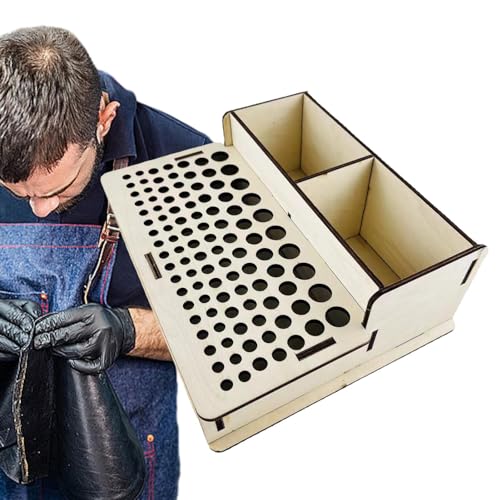 Holdes Werkzeugständer für Lederarbeiten, 2 Schlitze und 103 Löcher, professioneller Werkzeugständer aus Holz, Aufbewahrungsbox für Werkzeuge, Werkzeugkiste aus Holz zur Aufbewahrung Holdes Werkzeugständer für Lederarbeiten, 2 Schlitze und 103 Löcher, professioneller Werkzeugständer aus Holz, Aufbewahrungsbox für Werkzeuge, Werkzeugkiste aus Holz zur Aufbewahrung von Holdes