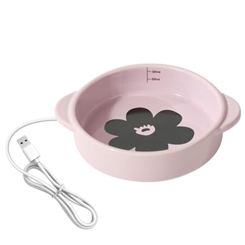 Hundenapf für Futter und Wasser, beheizter Wassernapf für Hunde, 15 W, rutschfest, thermostatische Kontrolle, isolierte Keramik, beheizter Outdoor-Wassernapf mit kaufester Schnur, 17 x 5 cm von Holdes