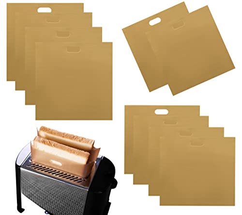 10-er Set Toasttaschen - Wiederverwendbare Toasterbeutel - Premium Dauerbackfolie - Toaster Bag - Toast Taschen - Hitzebeständig, antihaftbeschichtet, spülmaschinenfest (10er-Set Toasttaschen) von Holesto