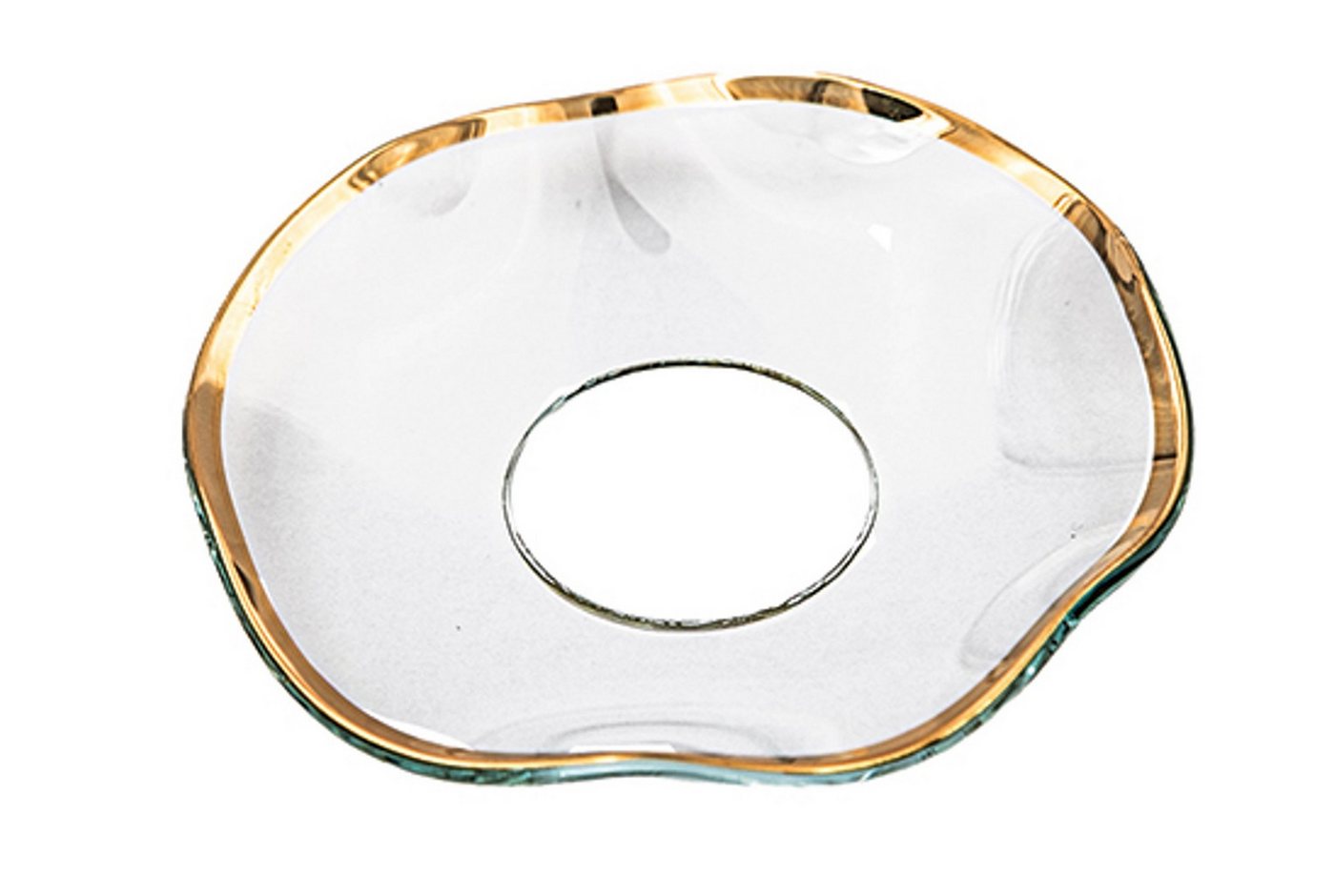 Holfeuer Crystal Design Spitzkerze Glas-Kerzenmanschette "Gewellt Goldrand" für Kerzen bis Ø 25 mm Holfeuer Crystal Design Spitzkerze Glas-Kerzenmanschette "Gewellt Goldrand" für Kerzen bis Ø 25 mm von Holfeuer Crystal Design