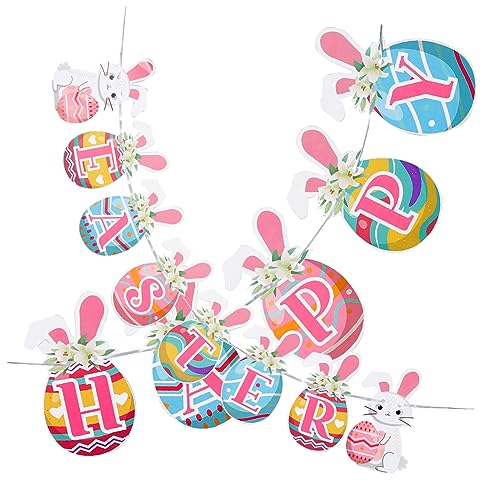 Holibanna 1 Satz Osterfahne Gefühlt Strudel Hase Frühling Ammer Flagge Und Party Osterhoffahne Design-Banner Zum Thema Ostern Osterbanner Ostermittelstücke Papier von Holibanna
