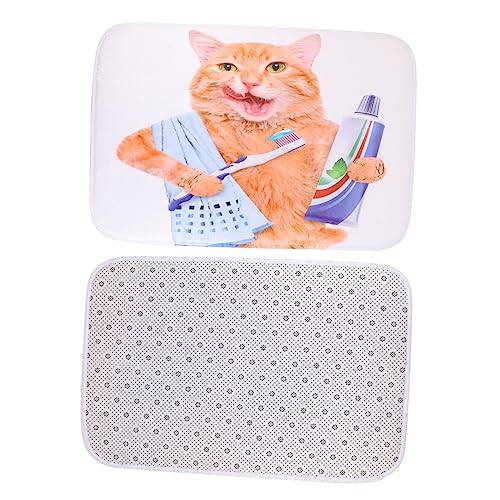 Holibanna 1 Stück Kreative Katzenmuster Fußmatte Rutschfester Saugfähiger Polyester Bodenbelag für Badezimmer Küche und Design für Katzenliebhaber von Holibanna