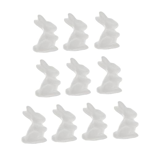 Holibanna 10 Stück Schaumstoff-Kaninchen-Ornament Weiß Hasenhandwerk Miniatur Kaninchen-Ornamente Hasen-Bastelarbeiten für klein Party Heimdekoration Kaninchen modellieren Bunny Craft von Holibanna