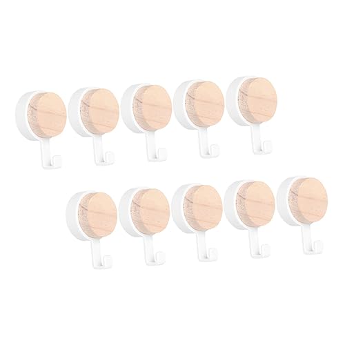 Holibanna 10 Stück Teiliges Holz Wandhaken Selbstklebend Multifunktional für Bad Küche Flur Einfacher Rundkopf Klebehaken Ohne Bohren Praktisch für Kleidung Handtücher Schlüssel von Holibanna