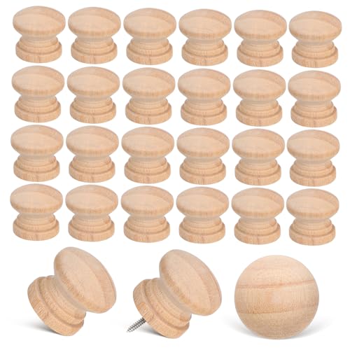 Holibanna 100 Stück Naturbelassene Holzknöpfe Pilzförmig Unbehandelte Möbelgriffe Runde Schubladengriffe Für Schränke Kommoden Einfach Zu Montieren Robust Holzgriff von Holibanna