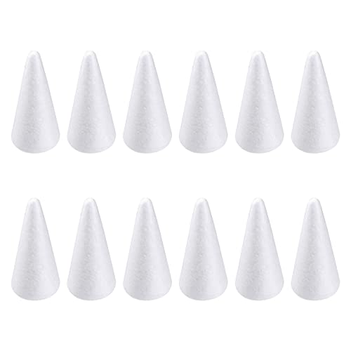 Holibanna 12Pcs 15Cm Schaum Kegel Weiß Styropor Kegel Handwerk Schaum Kegel Weihnachten Baum Polystyrol Schaum für Weihnachten Tafelaufsatz Hochzeit Dekoration von Holibanna