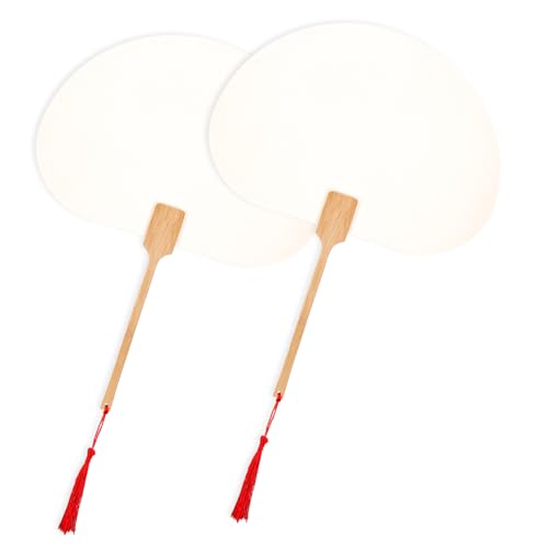 Holibanna 2 Stück Diy Handventilator mit Holzgriff Leere Graffiti Fans für Bastelbedarf für Kreative Malerei und Designs für Veranstaltungen und von Holibanna