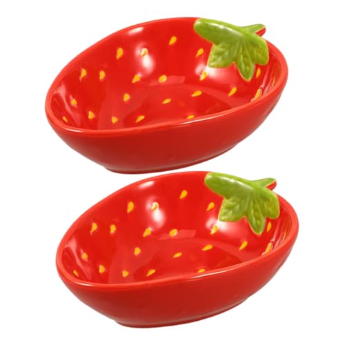 Holibanna 2 Stück Erdbeergerichte Tischdeko Erdbeeren Teller Dekorationen klein Platte Schüssel Dessertschale geburtstagsgeschenk Snackschale Erdbeerschale Fruchtförmiges Tablett Keramik rot von Holibanna