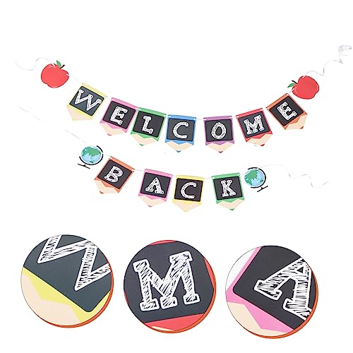 Holibanna 2 Stück Hängendes Papier Willkommensbanner Teilig Back To School Party Deko Klassenzimmer Wanddeko Leicht Tragbar mit Süßem Muster für Schulanfang und Feier von Holibanna