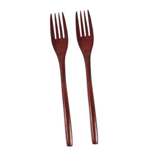 Holibanna 2 Stück Holzsalatgabeln Lange Kochgabeln für Salatmischung und Servieren Wiederverwendbare Küchenutensilien mit Elegantem Design aus Naturholz von Holibanna