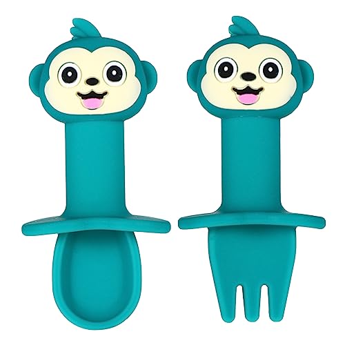 Holibanna 2 Stück Kurzbesteck Set mit Cartoon Kinderbesteck Freiem Leichtes Tragbares und Junge Mädchen Geschirr für Selbstständiges Essen für Obst Brei Babynahrung von Holibanna