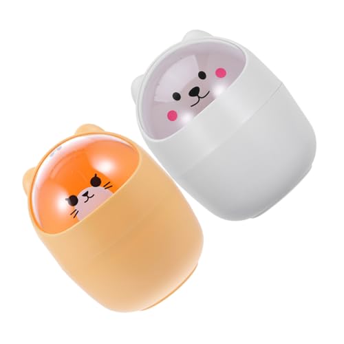 Holibanna 2 Stück Niedlicher Mini Mülleimer mit Deckel Kawaii Desktop Abfalleimer Kompakter Aufbewahrungskorb für Schreibtisch Büro Küche Stabil Einfach zu Reinigen für Kleine Abfälle von Holibanna
