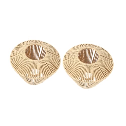 Holibanna 2 Stück Rustikaler Lampenschirm aus Gewebtem Rattan Boho Vintage Pendelleuchte für Restaurant und Teestube Sanfte Lichtdiffusion Zen inspiriertes Design Stilvolle von Holibanna