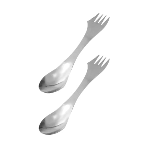 Holibanna 2 Stück Teiliges Edelstahlbesteck aus Stahl Kreativer Multifunktionaler Löffel mit und Schneidefunktion Leichtes Einteiliges Design für Camping Picknick und Gastronomie von Holibanna