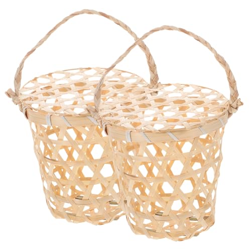Holibanna 2 Stück Teiliges Kleine Geflochtene Aufbewahrungskörbe mit Deckel Runde Handgeflochtene Desktop Körbe für Eier Obst Snacks Vielseitige Schreibtisch Organizer im Natürlichen von Holibanna