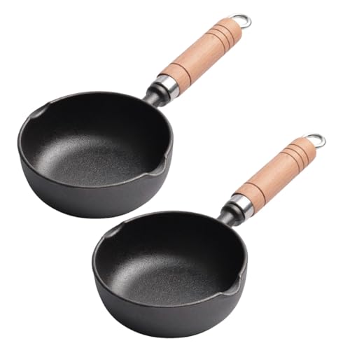 Holibanna 2 Stück Teiliges Mini Gusseisen Bratpfannen Kleine Antihaft Pfanne für Eier und Öl Kompakt Schnell Erhitzbar Flache Basis für Stabile und Sichere Handhabung für Haushalt und Küche von Holibanna