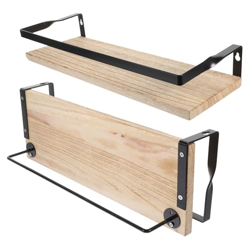 Holibanna 2 Stück Wandregal aus Schwebendes Aufbewahrungssystem für Schlafzimmer Küche und Bad Rustikaler Look Platzsparend und Leicht zu Montieren von Holibanna