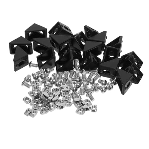 Holibanna 20 Sätze Aluminium Profil Eckverbinder Corner Bracket Winkelhalter Schwarz für Nut Aluminiumprofil Montage Zubehör Schraubenfrei für Möbel und Industrie von Holibanna