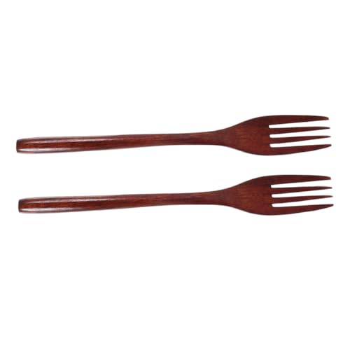 Holibanna 2Stücke Holz Salatgabeln Ergonomische Küchengabeln zum Servieren und Kochen Vielseitige Holzutensilien für Obst und Natürliches Wiederverwendbares von Holibanna