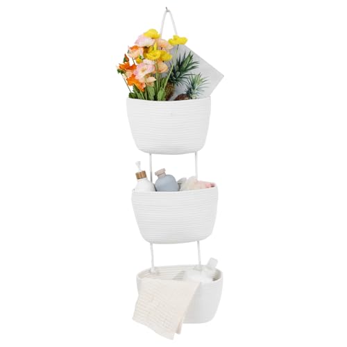 Holibanna Gewebter Hängekorb Wand-Organizer Mit 3 Ebenen Geflochtene Körbe Küche Hängekorb Für Obst Und Gemüse von Holibanna