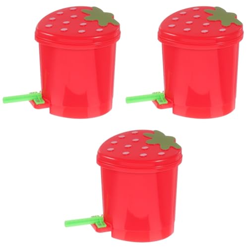 Holibanna 3 Stück Mini Tischabfalleimer für Papageien Interaktives zur Intelligenzförderung Lustiger Erdbeeren Design Mülleimer für Vögel für Langlebigen Spielspaß von Holibanna