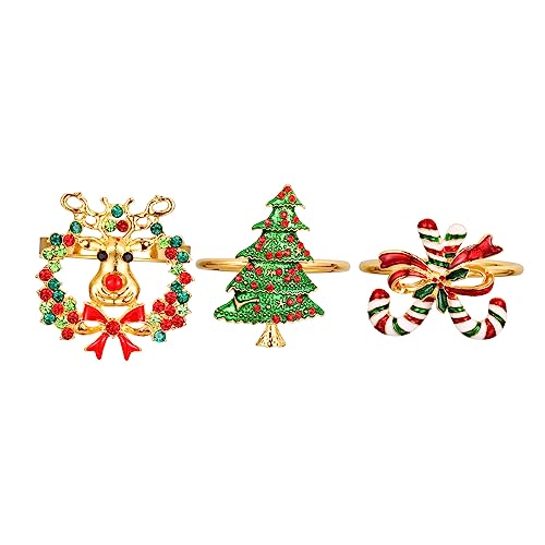 Holibanna 3 Stück Serviettenringe aus Weihnachtsstil Glänzend Festliche Napkin Holder für Tischdekoration Hochzeit Dinner Party Weihnachten von Holibanna