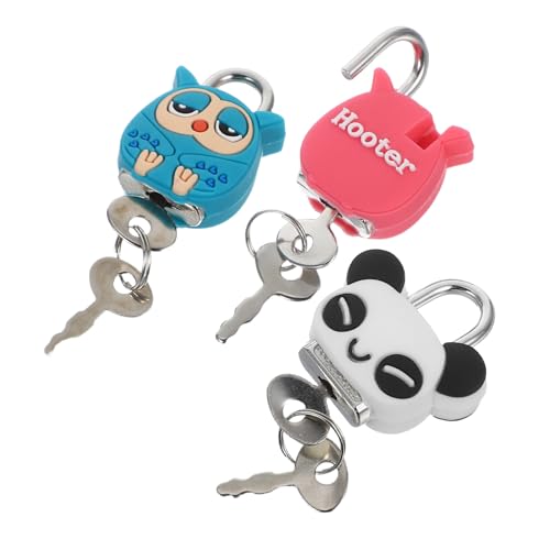 Holibanna 3 Stück Teiliges Mini Vorhängeschloss mit Schlüssel Cartoon Panda und Eule Design Stabiles Metall Vielseitig für Schmuckbox Handtasche Gepäck und Haushaltskabinettsicherheit von Holibanna