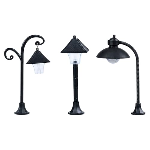 Holibanna 3Stücke Teiliges Mini Straßenlaterne Modell Licht für Garten Dekoration Batteriebetriebene Topf Kultur Ornament Lampe für Mini Landschaftsdesign und Gartenarbeiten von Holibanna