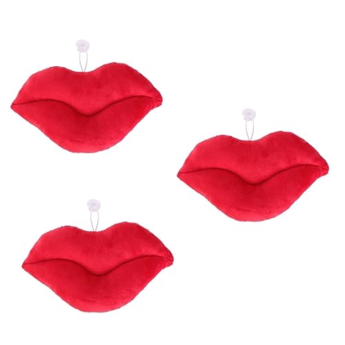 Holibanna 3st Gewichtetes Kissen Lippen-wurfskissen Lippenkissen Rot Sofakissen Mit Roten Lippen Rotes Lippenkissen Lippen Kissen Flauschiges Lippenkissen Dekokissen 3D Nackenpolster Sanft von Holibanna