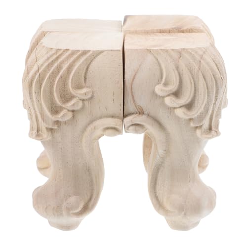 Holibanna 4 Stück Massivholz Möbelbeine Unbehandelt Ornamente Sofa Tischbeine Ersatz Holzfüße für Schrank Kommode Kleiderschrank Badmöbel Europäischer Stil von Holibanna