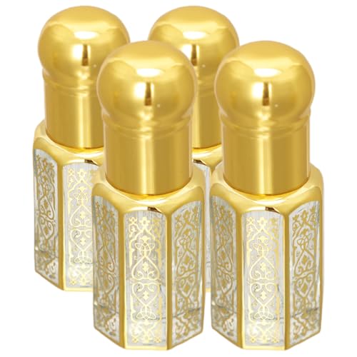 Holibanna 4 Stück Refillbare Parfümfläschchen mit Tropfer aus Klarem Glas Auslaufsicher durch Spiraldichtung für Ätherische Öle und Kosmetika Edles Design für Reisen und Alltag von Holibanna
