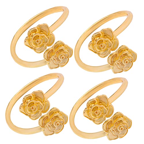 Holibanna 4 Stück Teiliges Metall Napkin Ring Holder mit Rosen Design Stabile Serviettenringe für Hochzeit Party und Festliche Tischdekoration Wiederverwendbar Leicht zu Reinigen Vielseitig von Holibanna