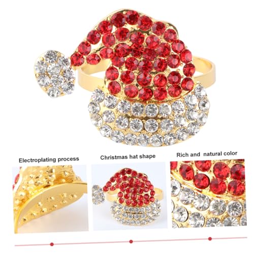 Holibanna 4 Stück Teiliges Metall Weihnachts Serviettenringe mit Kreativer Nikolausmützen Dekoration Langlebige Napkin Buckles für Festliche Dinnerpartys und Besondere Anlässe von Holibanna
