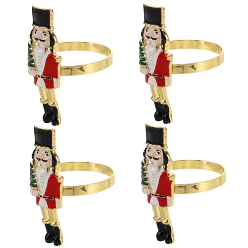 Holibanna 4 Stück Teiliges Nutcracker Serviettenring Weihnachtsdekoration Rustikal Wiederverwendbar Elegant für Bankett Esszimmer Tischdeko von Holibanna