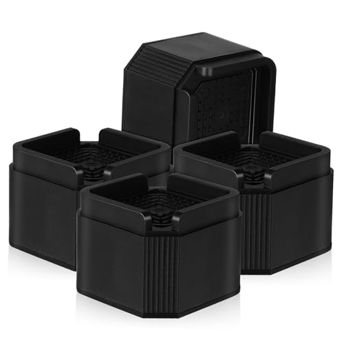 Holibanna 4 Stück Teiliges Verstellbare Tisch Sofariser Pads Stapelbare Möbelanhebung Stabile Schwarze Bettriser für Schreibtische und Stühle Höhenanpassung Rutschfeste Möbelfüße von Holibanna