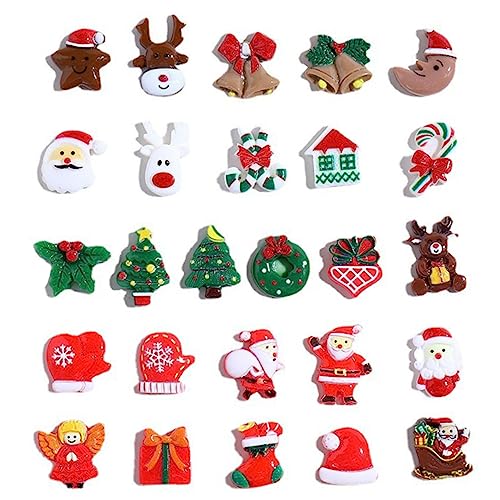 Holibanna 50 Stück Weihnachtsresin Bastelzubehör Zufällige Stilrichtungen für Dekoration DIY Kunstprojekte Weihnachtsbaum und Mehr von Holibanna
