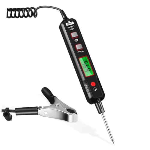Holibanna Auto Spannungstester mit Lcd display und LED beleuchtung Präziser Stromprüfer für Kfz schaltkreise Vielseitiger Prüflampe mit Summer zur Einfachen Fehlererkennung von Holibanna