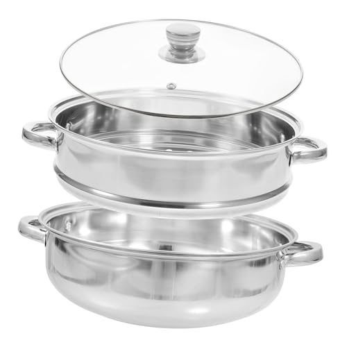 Holibanna Dampfgarer Topf mit Deckel und Doppelgriffen Multifunktionaler Dämpfer für Suppen und Dim Sum Kompatibel mit Gas und Elektroherden Hochwertiger Küchen Dampfkochtopf für von Holibanna