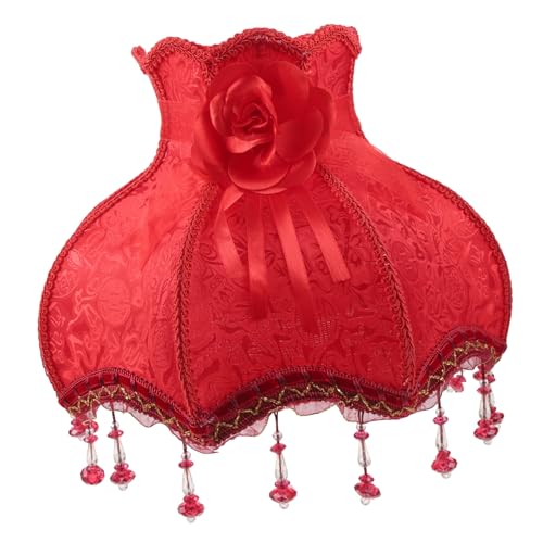 Holibanna Europäischer Vintage Lampenschirm aus Hochwertigem Stoff mit Blumen Perlendekor Ersatzschirm für Tischlampe Einfache Montage Geeignet für Wohnzimmer Schlafzimmer Hotel und von Holibanna