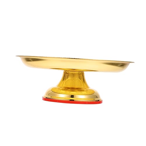 Holibanna Goldfarbenes Lotus Obsttablett aus Hochwertiger Zinklegierung Stabiles Serviertablett und Dekoschale Vielseitig als Tempel Opferschale und Aufbewahrung für Früchte Geeignet von Holibanna