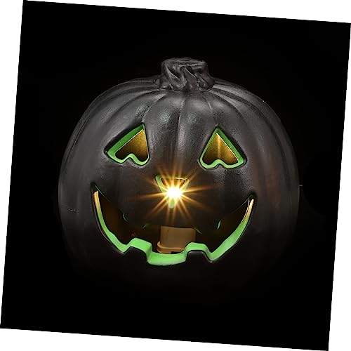 Holibanna Halloween Deko Kürbis Lampe Schwarz Umweltfreundliche Halloween Tischleuchte ohne Batterie Langlebige Gruselige Kürbisdekoration für Innen und Außen Party und Festtagsbeleuchtung von Holibanna