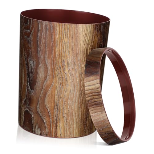 Holibanna Imitated Solid Wood Mülleimer Vintage Abfalleimer für Haushalt Büro Badezimmer Eleganter Holzoptik Abfallbehälter Leicht und Pflegeleicht von Holibanna