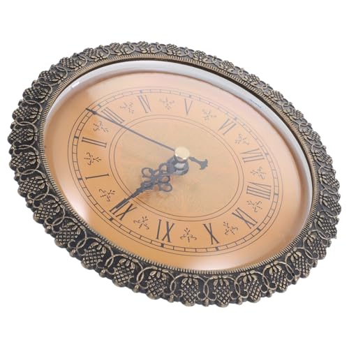 Holibanna Quarzuhr eingelegter Uhrenkopf mit Uhrwerk Analog runder eingelegter Uhrenkopf runden Ersatz Uhr Römische Zahlenzubehör Vintage-Uhrenkopf mit Intarsien Retro runde Wanduhr Plastik von Holibanna